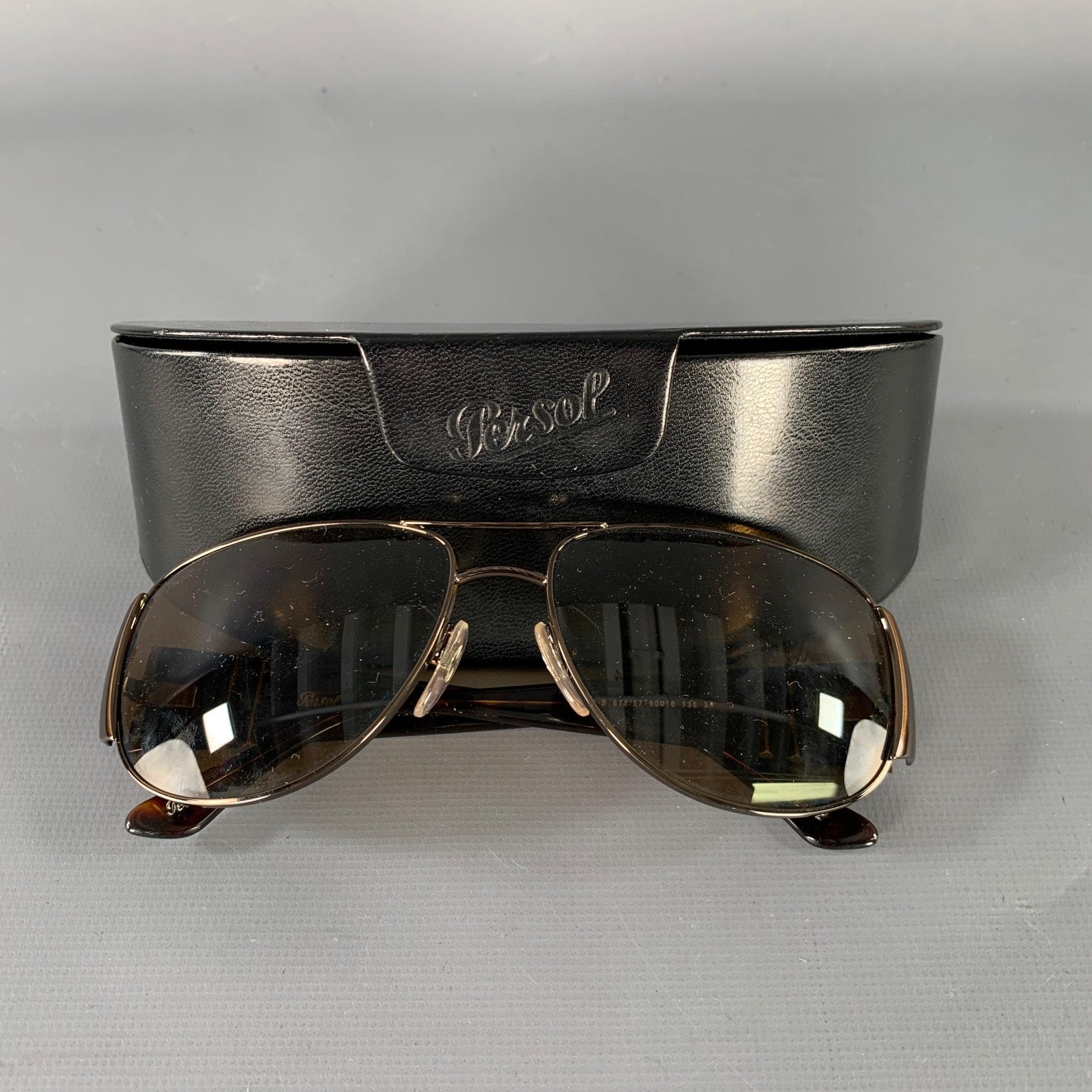 PERSOL Brown Schildpatt Acetat Metall polarisiert Aviator Sonnenbrille im Angebot 2