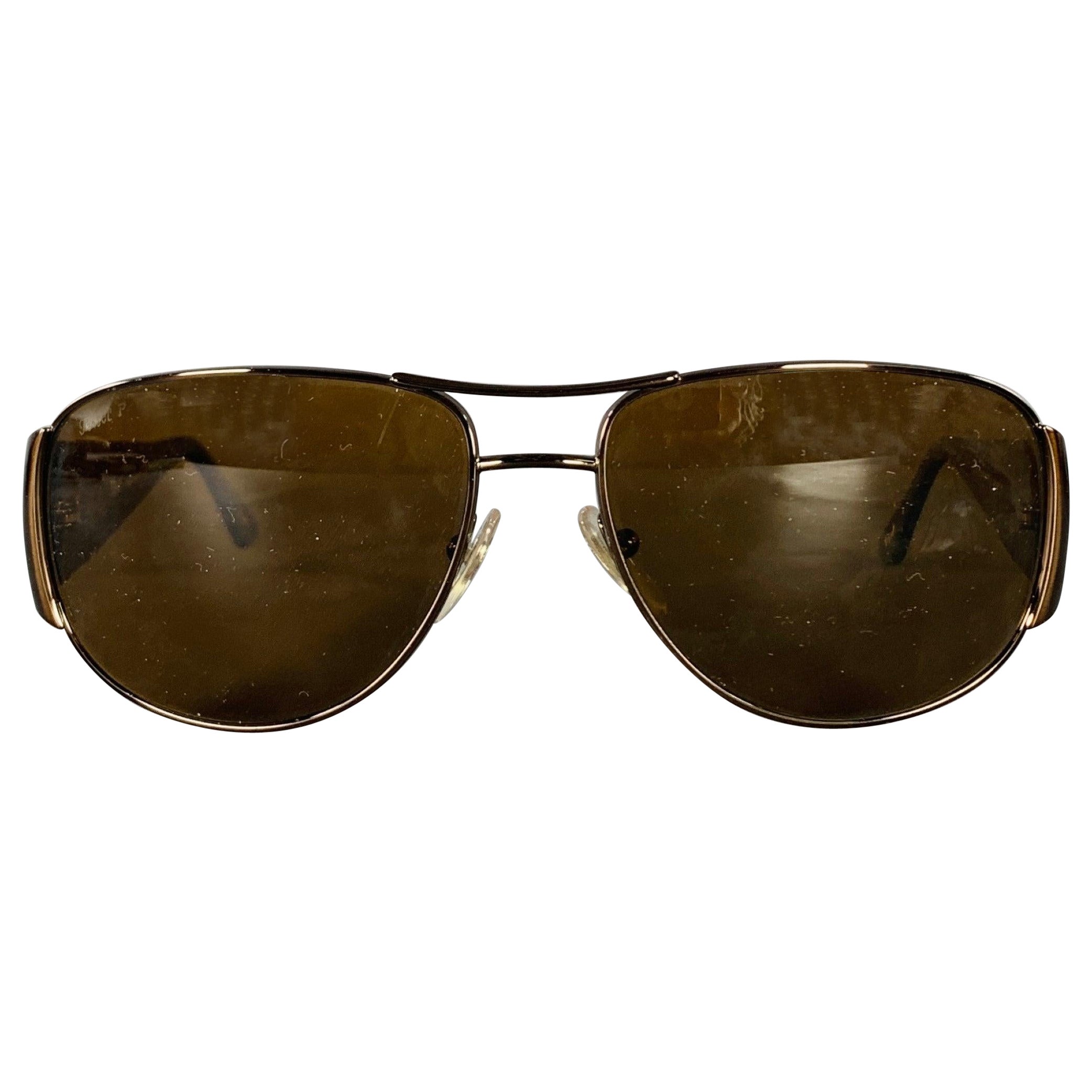 Lunettes de soleil aviateur polarisées en métal acétate écaille de tortue Brown