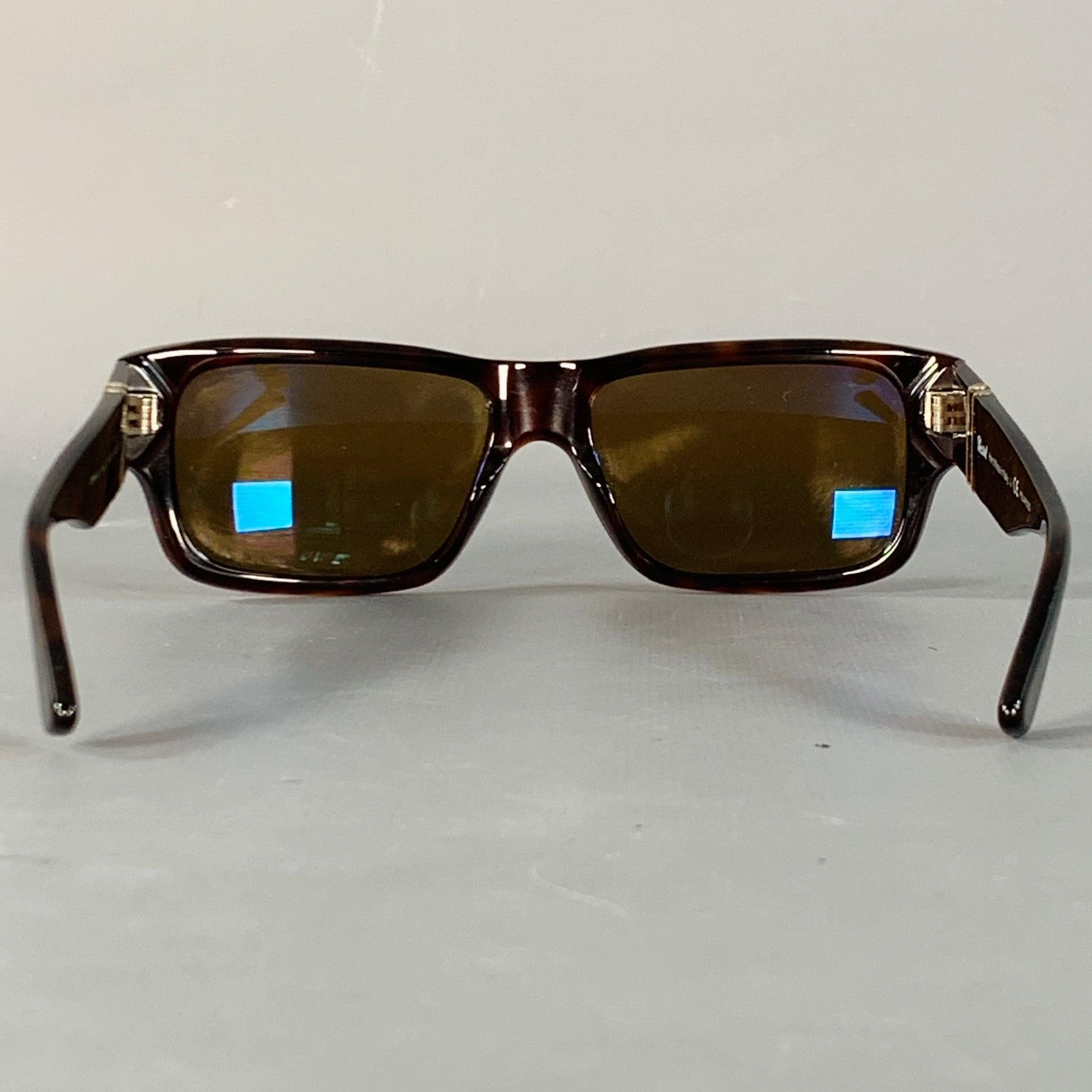 Nero PERSOL Brown Tortoiseshell Acetate Polarized Sunglasses in vendita