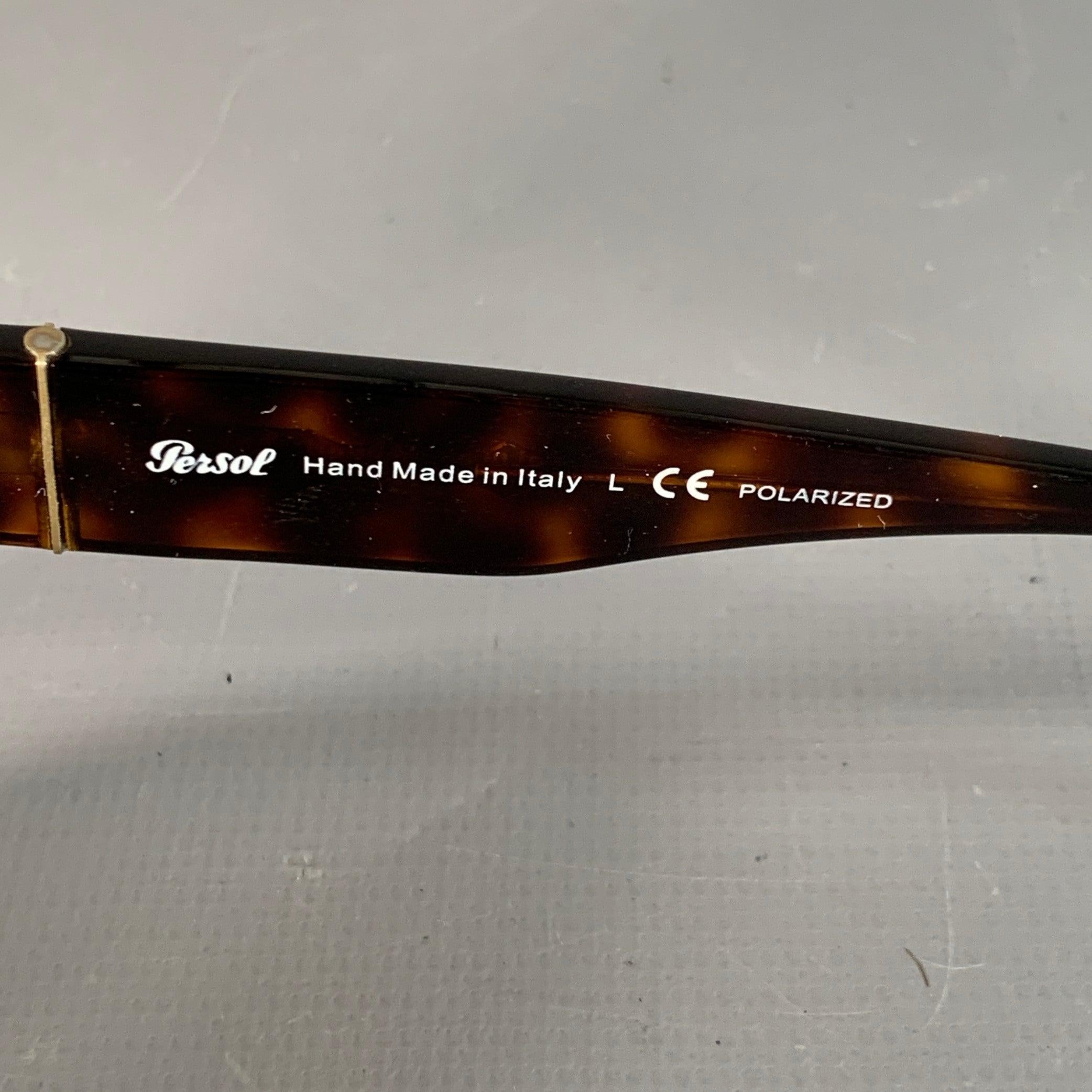 PERSOL Brown Tortoiseshell Acetate Polarized Sunglasses in vendita 1