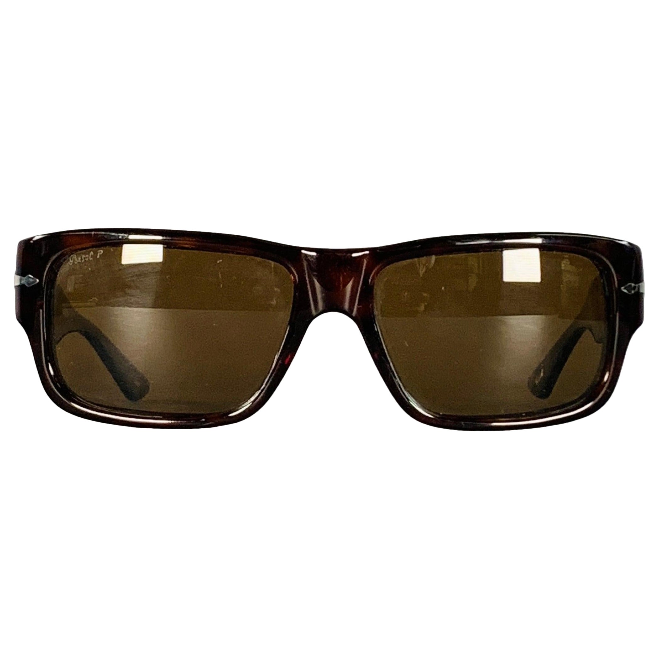 PERSOL Brown Tortoiseshell Acetate Polarized Sunglasses in vendita