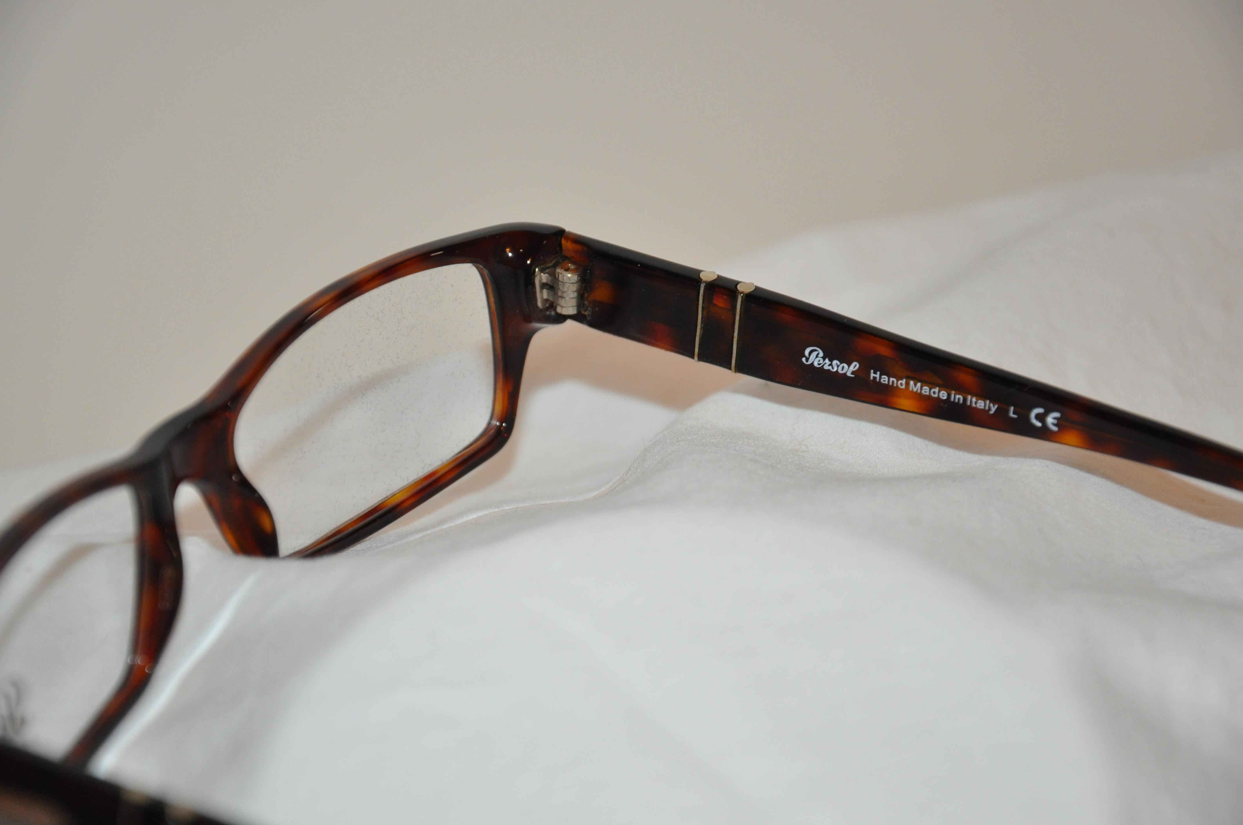 Persol Detailed Tortoise Accented with Silver Hardware Hand-Made Glasses  For Sale 4