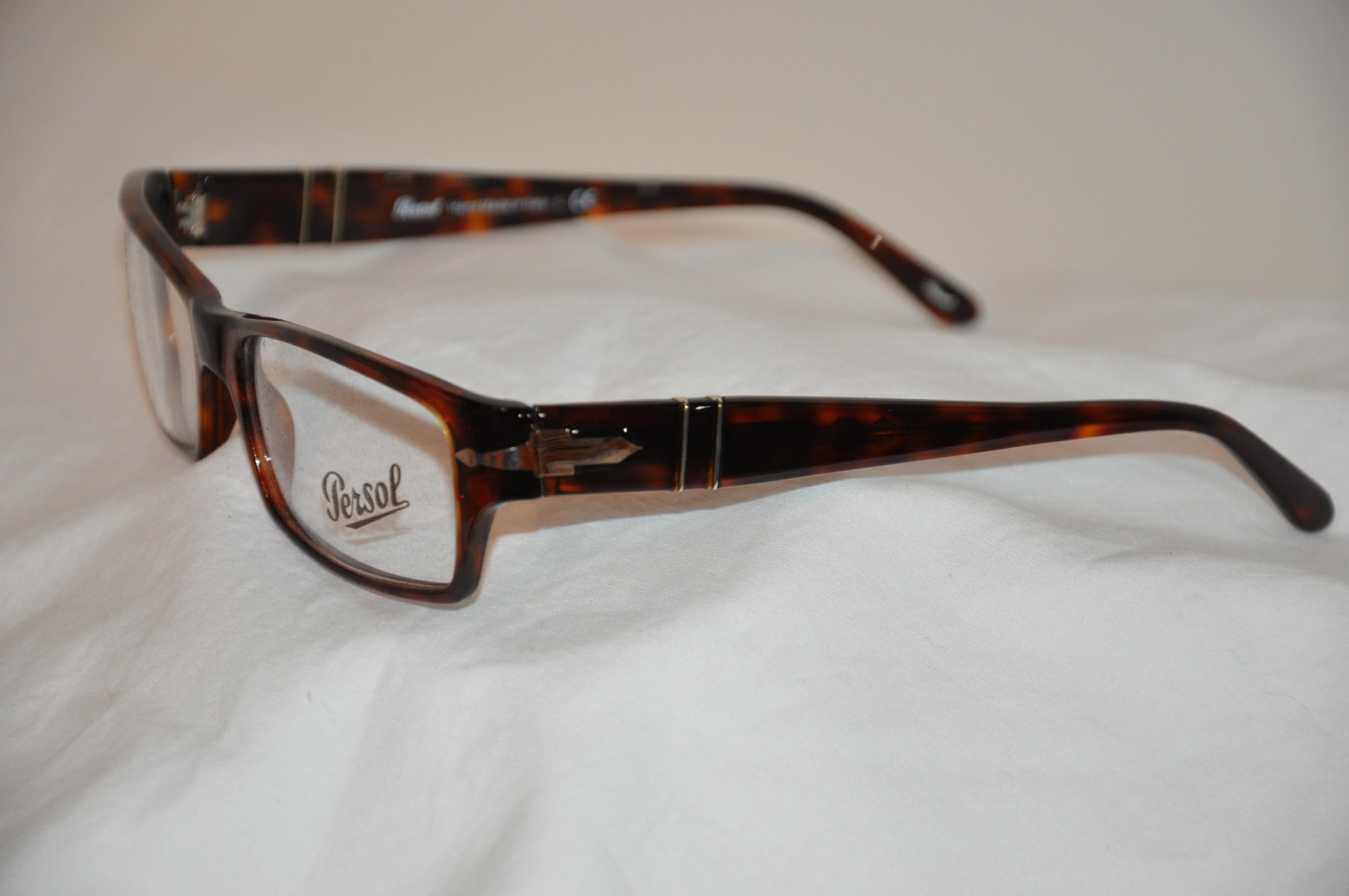 Women's or Men's Persol Detailed Tortoise Accented with Silver Hardware Hand-Made Glasses  For Sale