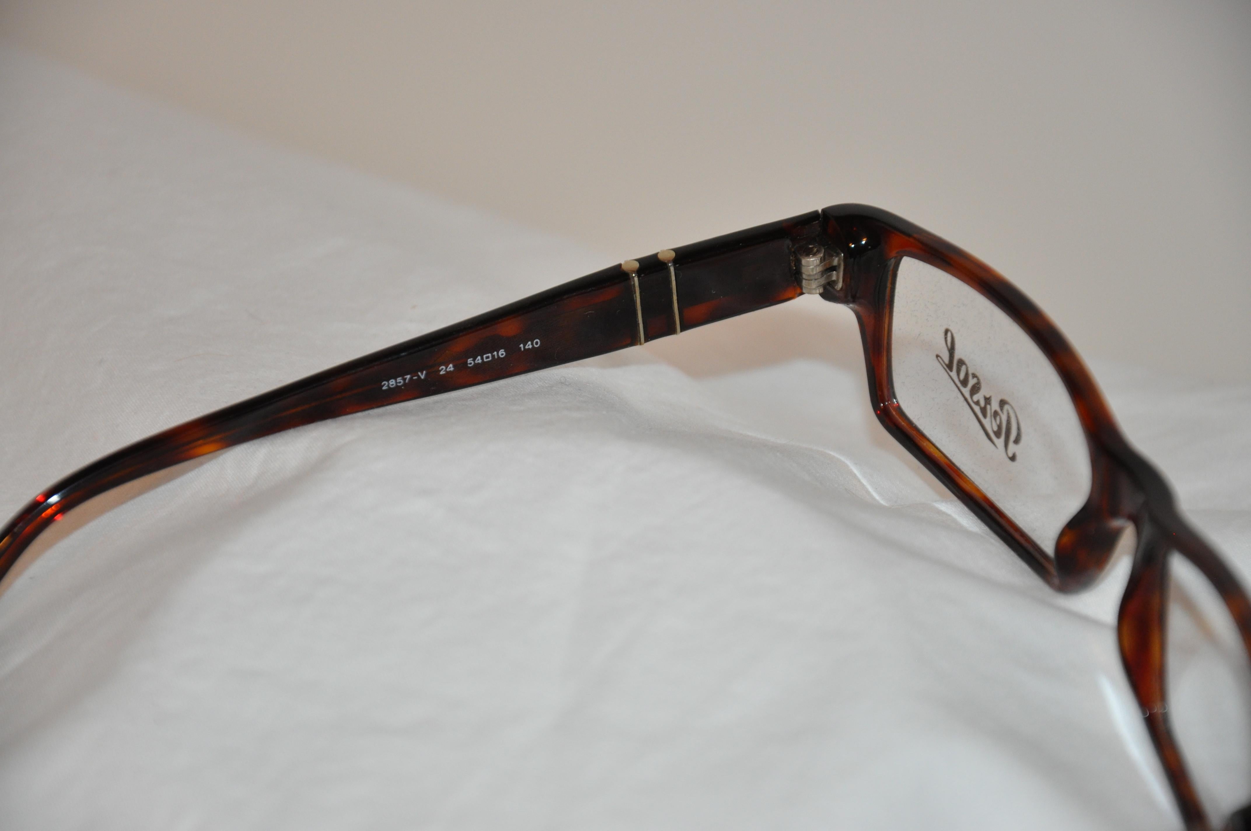 Persol Detailed Tortoise Accented with Silver Hardware Hand-Made Glasses  For Sale 2