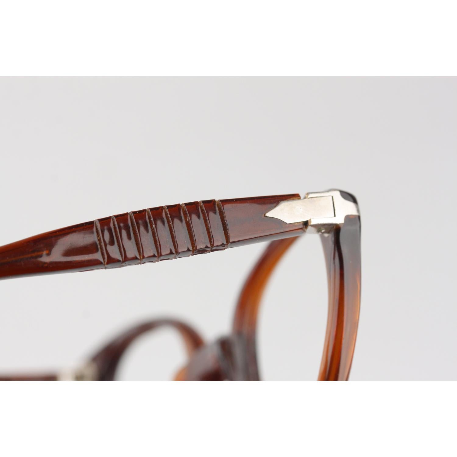 Persol Meflecto Rare Brown Eyeglasses 1940s Cicogna Ratti Torini Logo 125 Wide 3