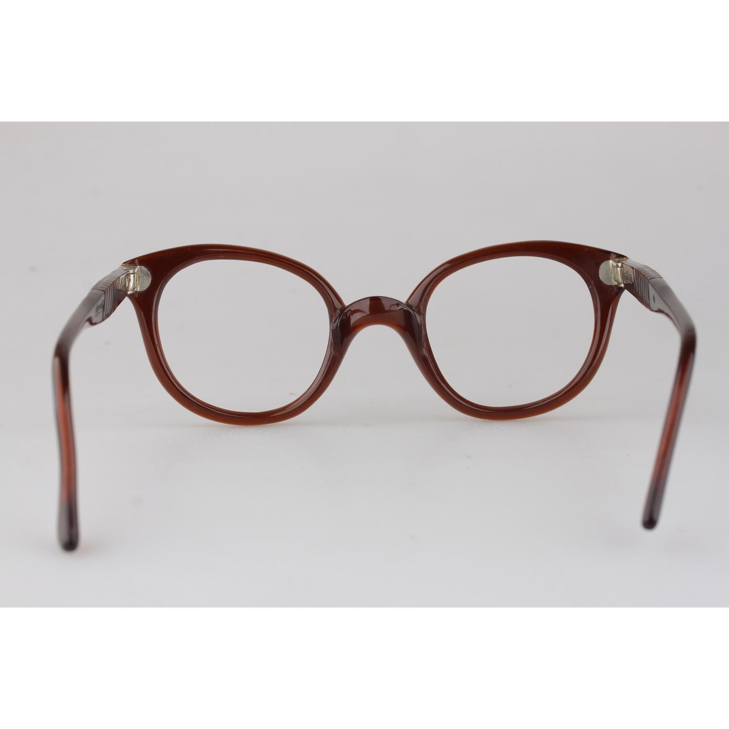 Persol Meflecto Rare Brown Eyeglasses 1940s Cicogna Ratti Torini Logo 125 Wide In Excellent Condition In Rome, Rome