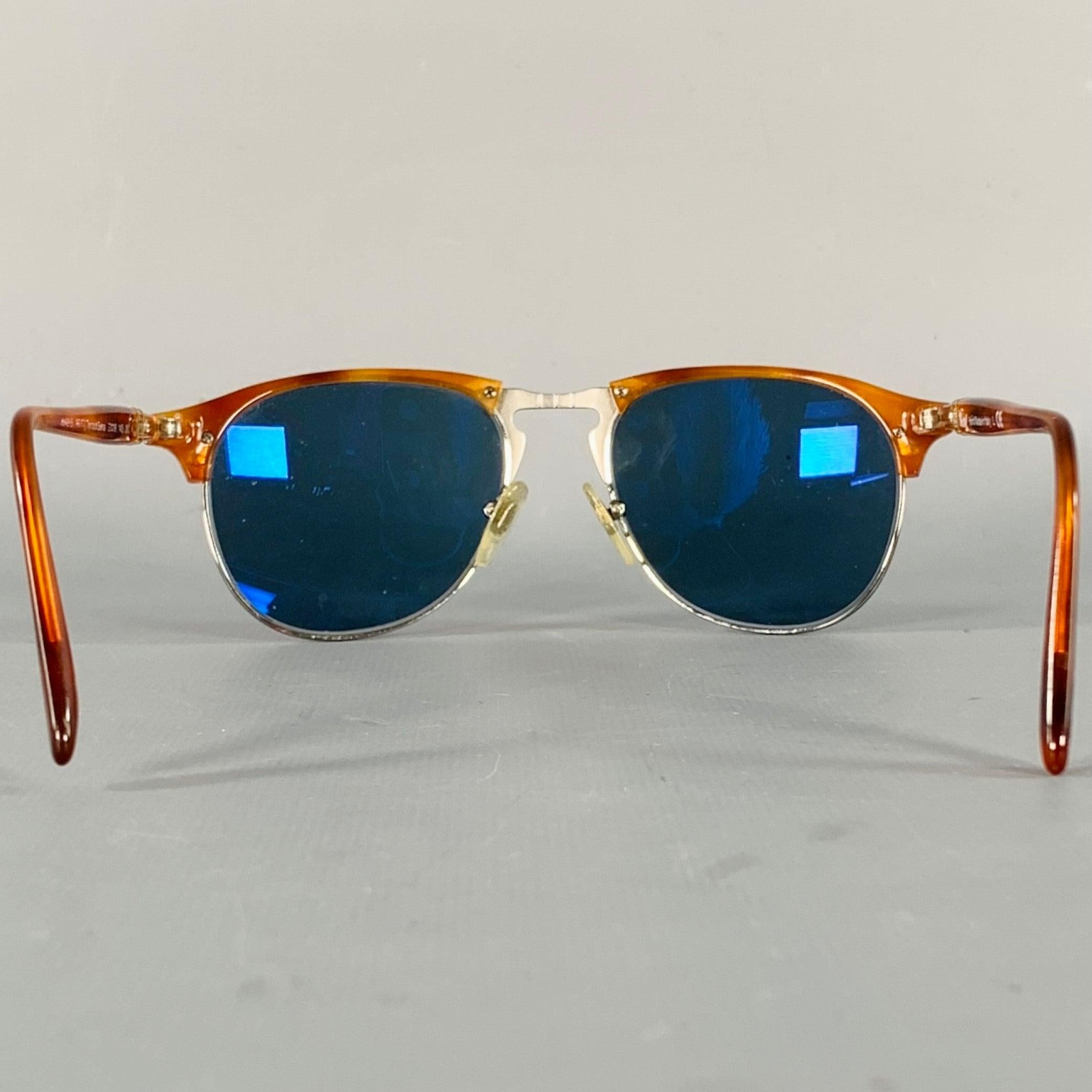 Violet Persol Taille S Lunettes de soleil semi-inclinées Silver Tortoise Shell Metal en vente