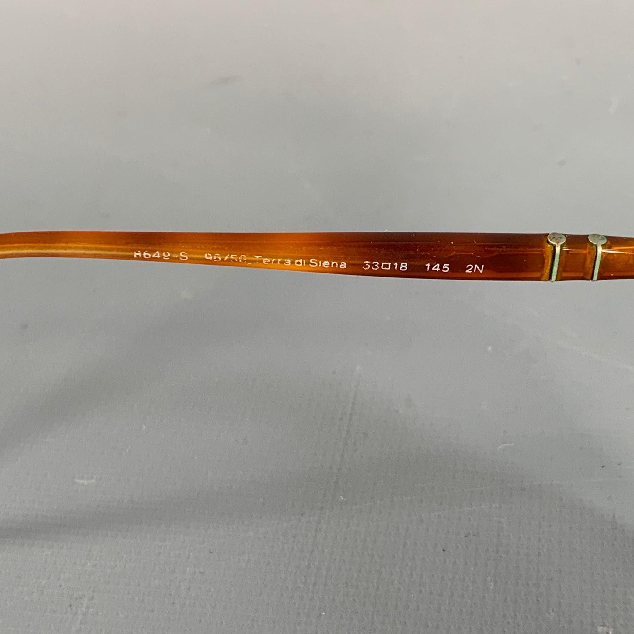 Persol Taille S Lunettes de soleil semi-inclinées Silver Tortoise Shell Metal Pour hommes en vente