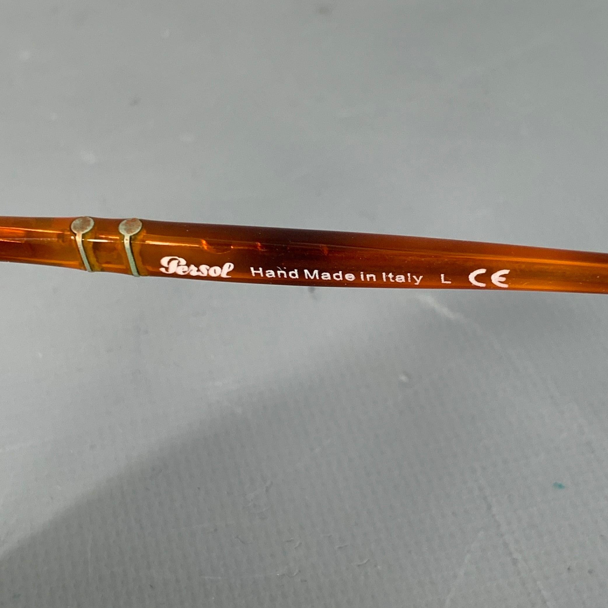 Persol Taille S Lunettes de soleil semi-inclinées Silver Tortoise Shell Metal en vente 1