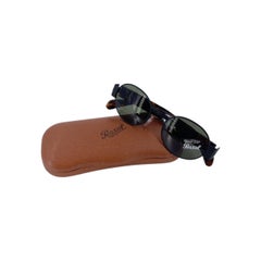 Persol Vintage Black Metal and Tortoise Oval Samoa Sunglasses 50/19