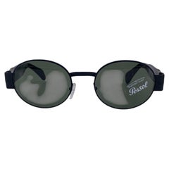 Persol Vintage Black Metal and Tortoise Oval Samoa Sunglasses 50/19