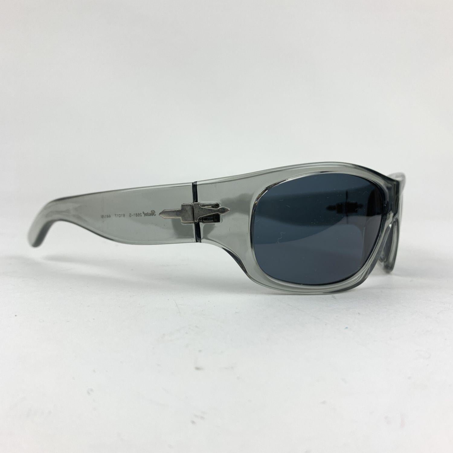 PERSOL Vintage Sunglasses- Model: 2681-S. Grey transparent acetate frame. Original blue lenses. 100% UV protection. Hand Made in Italy. Style & Refs: 2681-S - 61/17 - 441/61 - 120 Details MATERIAL: Acetate COLOR: Grey MODEL: 2681-S GENDER: Unisex
