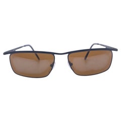 Persol Vintage Matte Black Metal Denis Rectangle Sunglasses 55/16 140mm