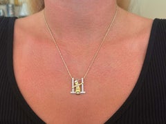 Person on Swing Diamond Necklace 2 Tone 14k White and Yellow Gold