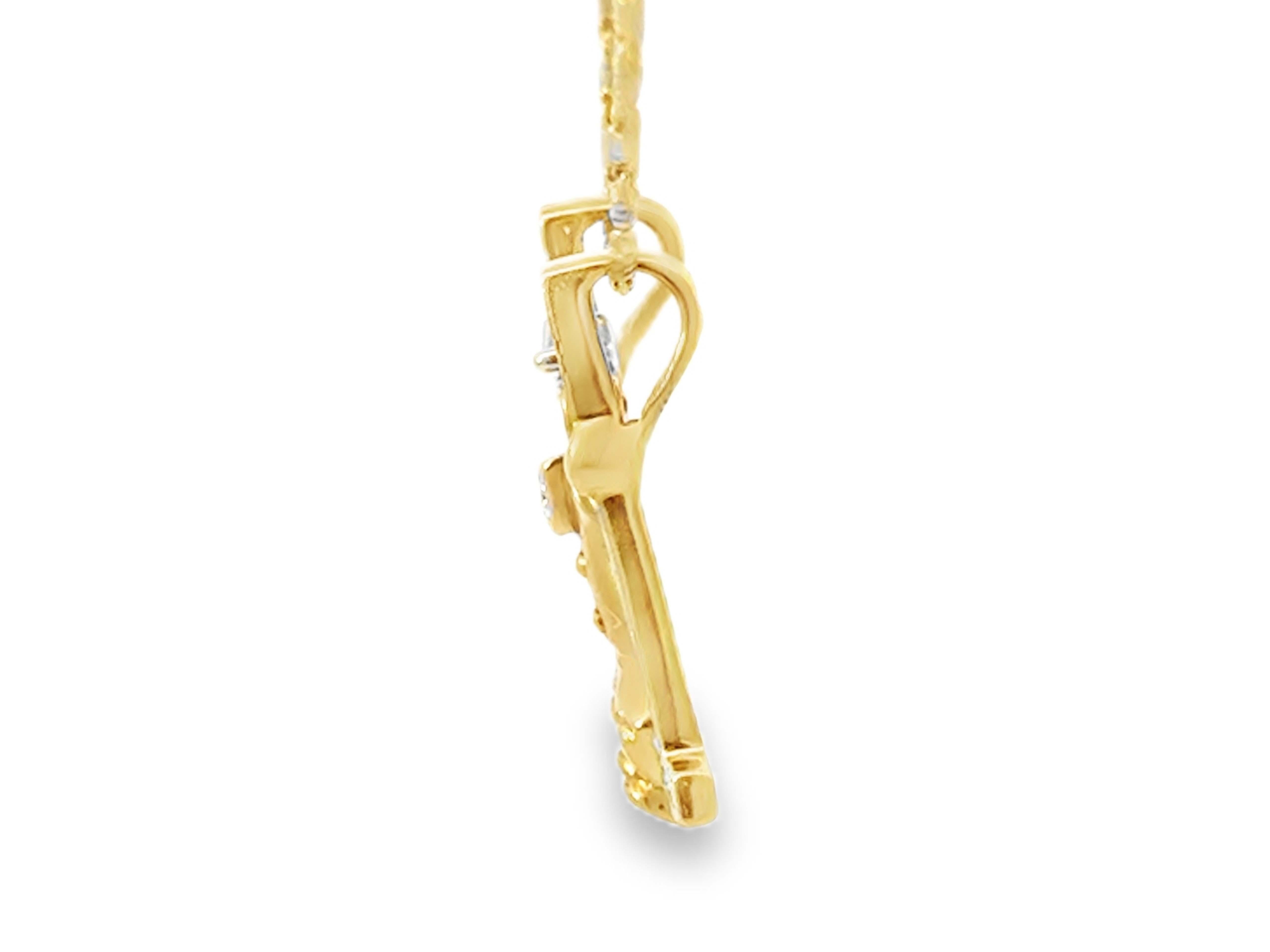 Women's Person on Swing Diamond Necklace 2 Tone 14k White and Yellow Gold For Sale