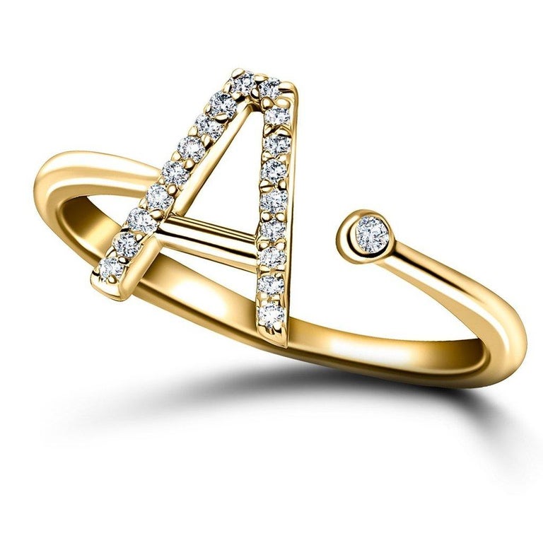 Customizable Personal Jewellery Diamond 0.10 Carat Initial, A, Ring 18 ...