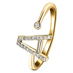 Gioielli personali Diamante 0,10 Carati Iniziale, A, Anello Oro Giallo 18 Carati