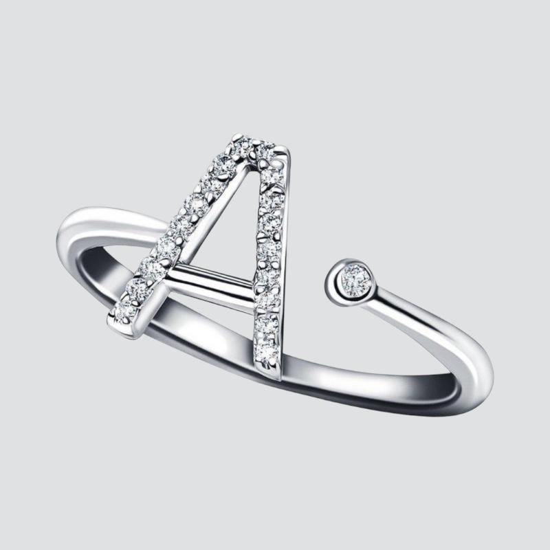 For Sale:  Personal Jewellery Diamond 0.10 Carat Initial, A, Ring 9 Karat White Gold 6