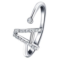 Joyería Personal Anillo de oro blanco de 9 quilates con inicial de diamante, A, de 0,10 quilates