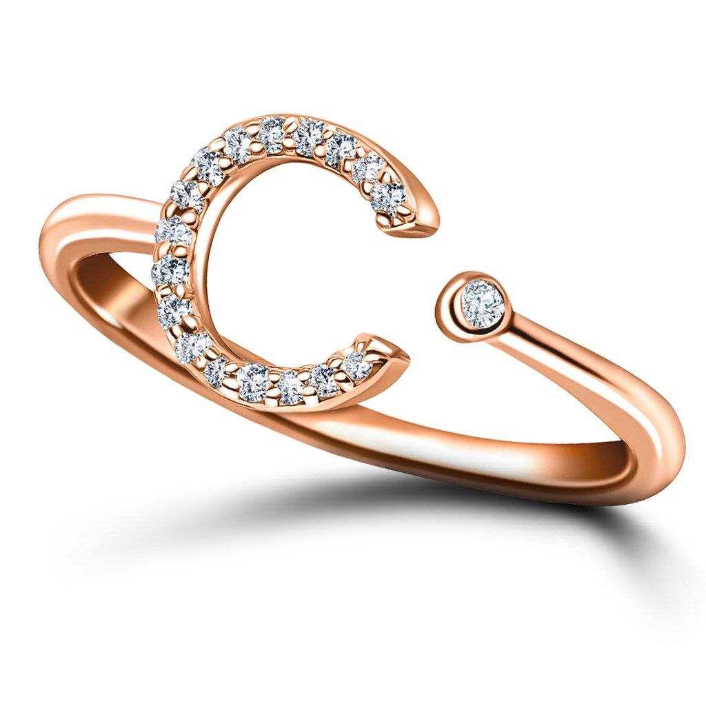For Sale:  Personal Jewellery Diamond 0.10 Carat Initial, C, Ring 18 Karat Rose Gold 3