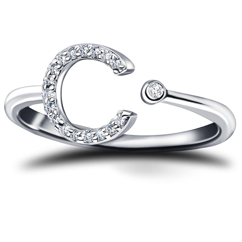 For Sale:  Personal Jewellery Diamond 0.10 Carat Initial, C, Ring 18 Karat White Gold 2