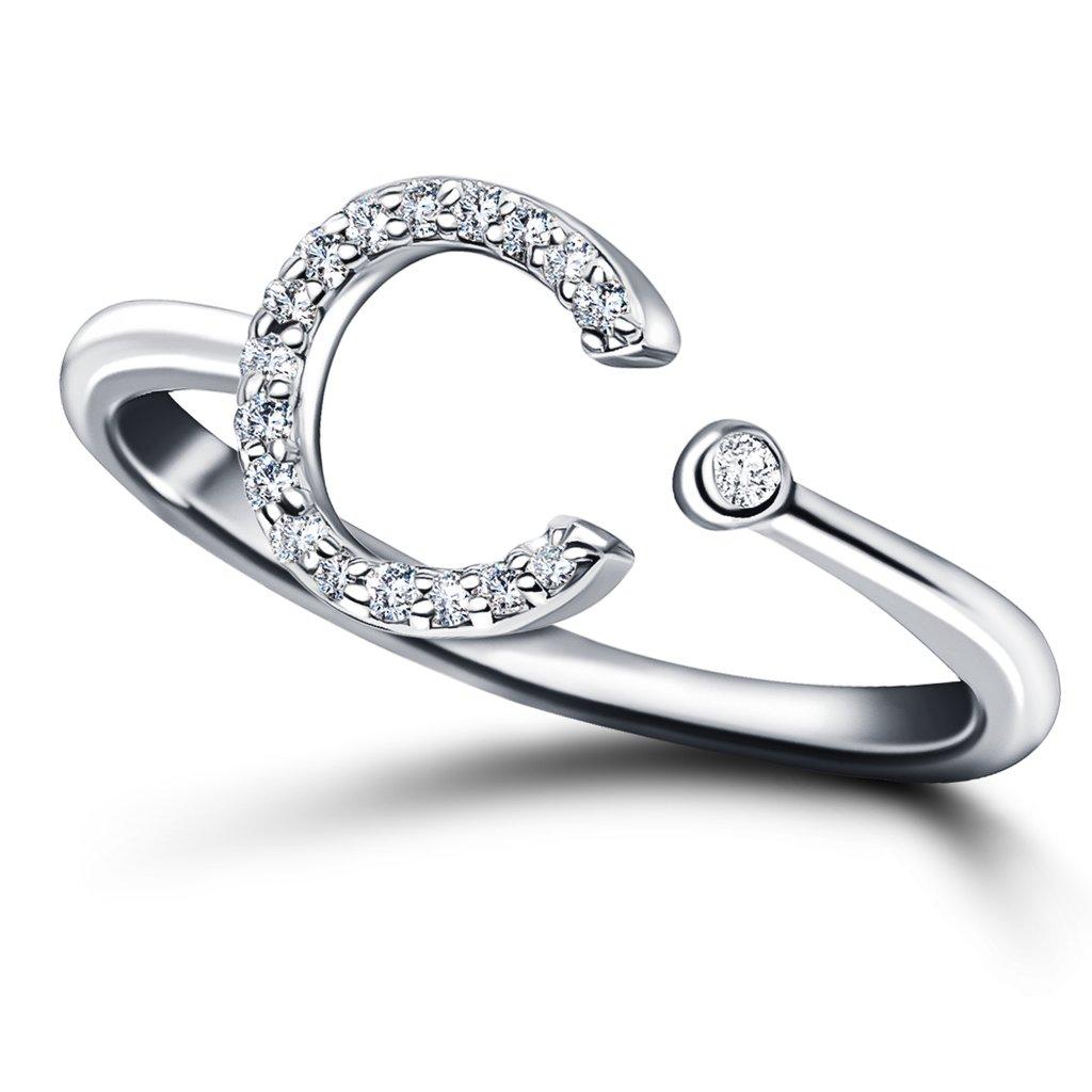 For Sale:  Personal Jewellery Diamond 0.10 Carat Initial, C, Ring 18 Karat White Gold 3