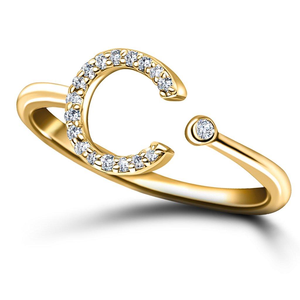 For Sale:  Personal Jewellery Diamond 0.10 Carat Initial, C, Ring 18 Karat Yellow Gold 3