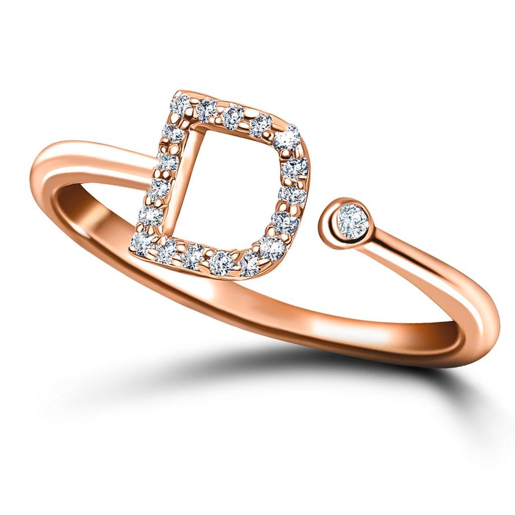 For Sale:  Personal Jewellery Diamond 0.10 Carat Initial-D-Letter Ring 18 Karat Rose Gold 3