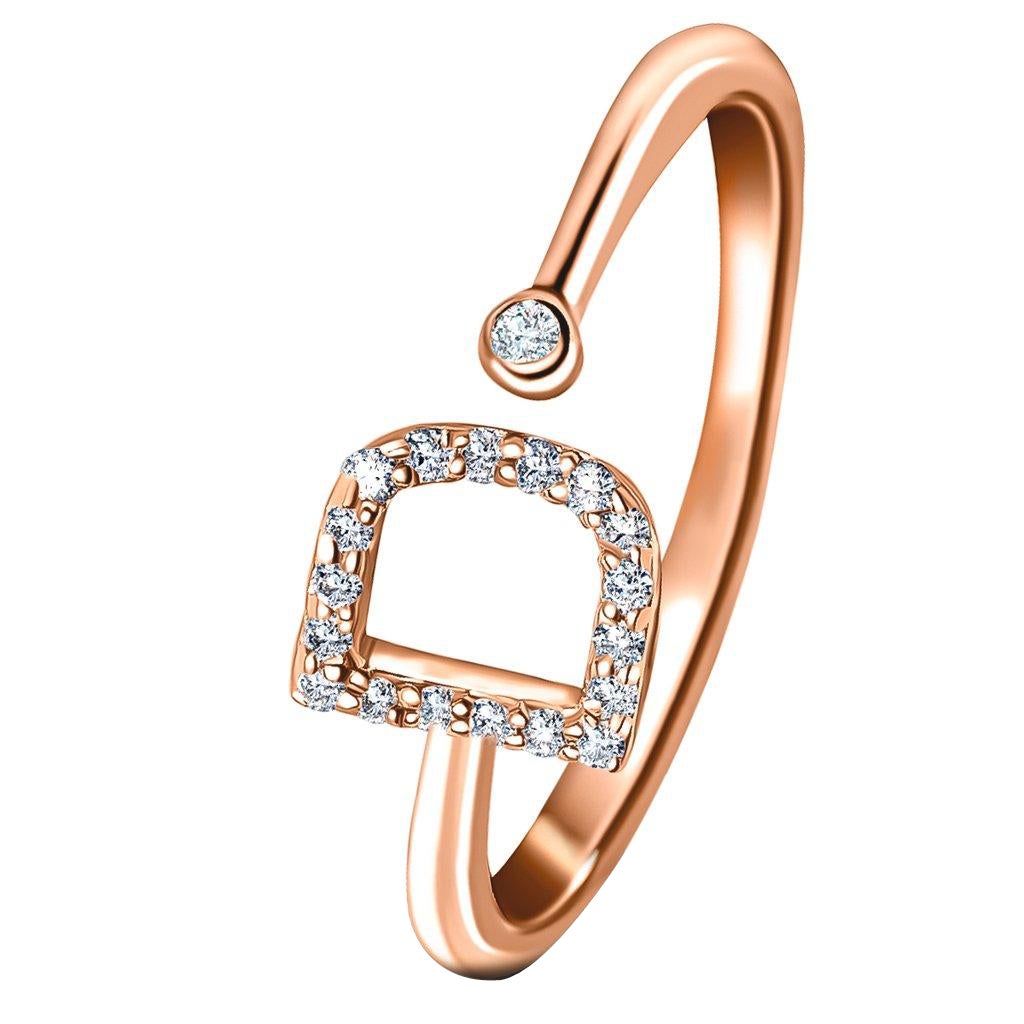 Personal Jewellery Diamant 0,10 Karat Initial-D-Letter Ring 18 Karat Roségold