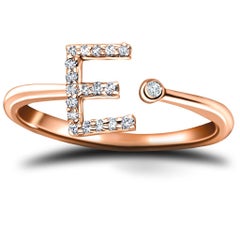 Personal Jewellery Diamond 0.10 Carat Initial, E, Ring 18 Karat Rose Gold
