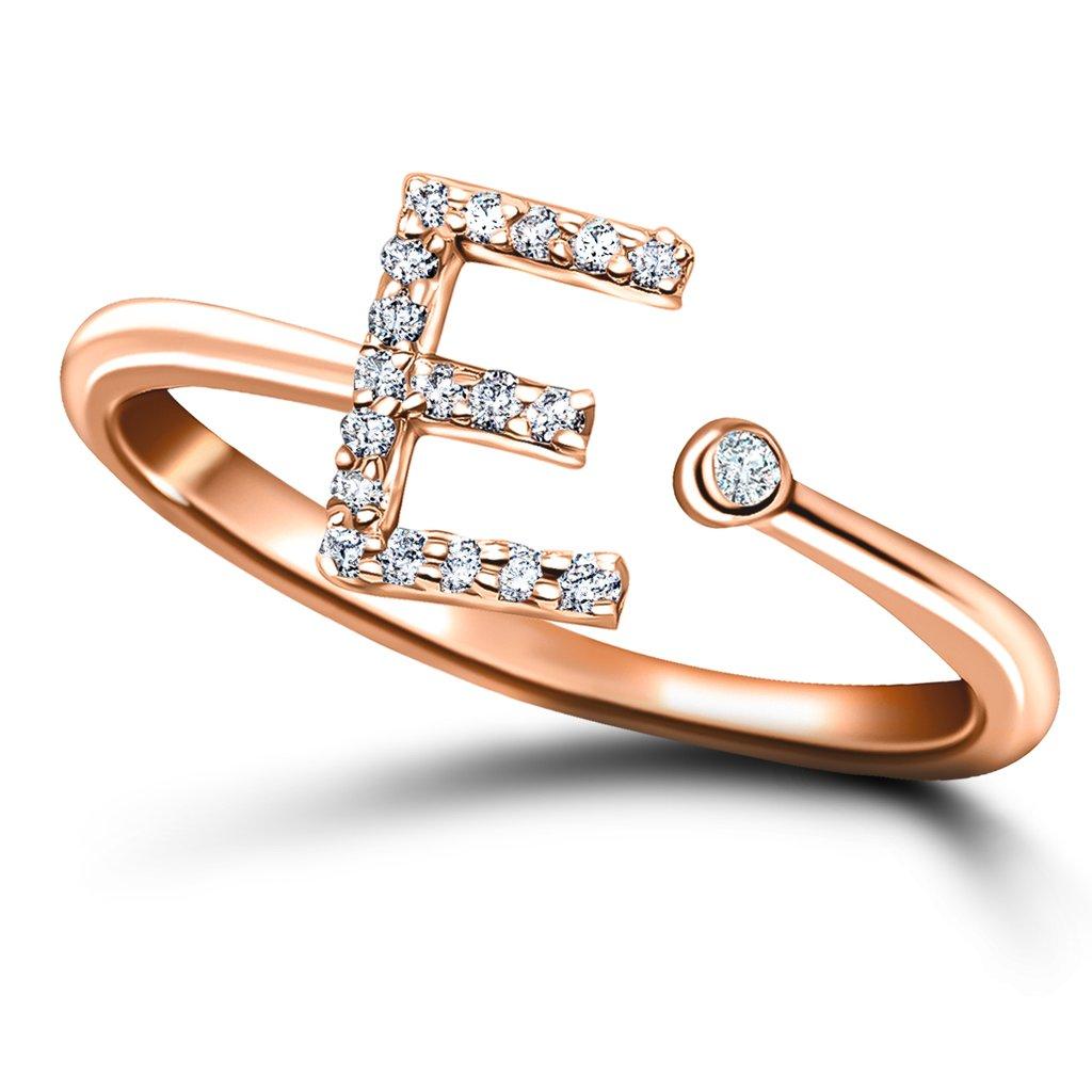 For Sale:  Personal Jewellery Diamond 0.10 Carat Initial, E, Ring 18 Karat Rose Gold 3