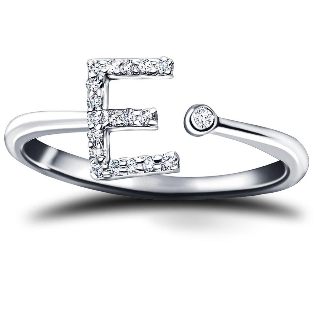 For Sale:  Personal Jewellery Diamond 0.10 Carat Initial, E, Ring 18 Karat White Gold 2