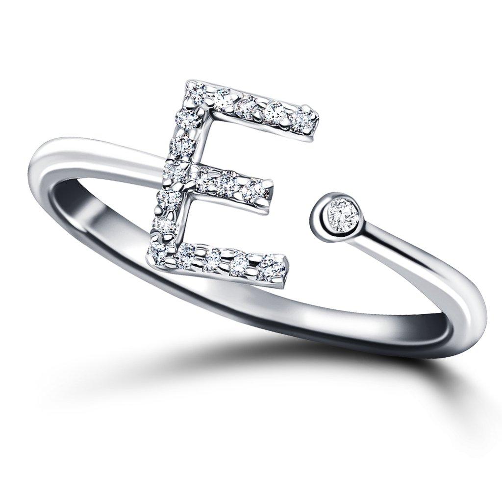 For Sale:  Personal Jewellery Diamond 0.10 Carat Initial, E, Ring 18 Karat White Gold 3