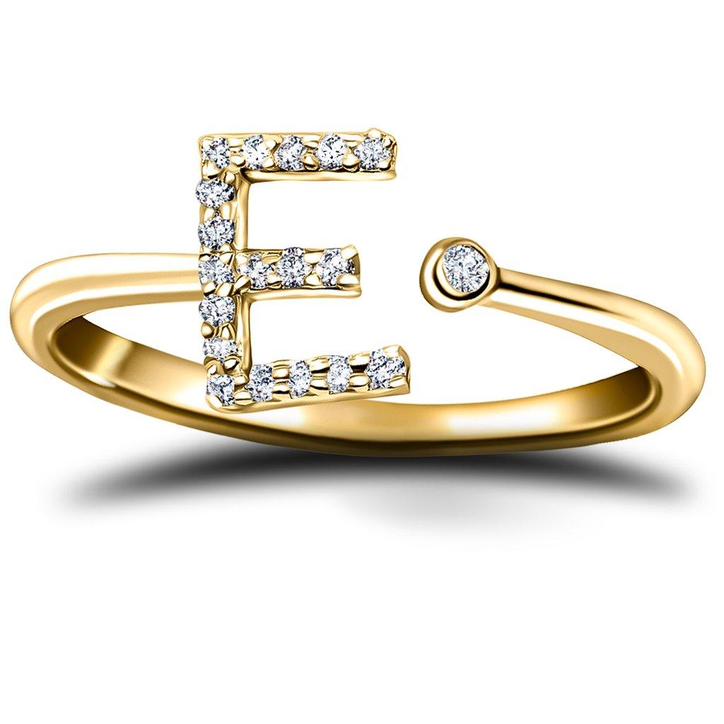 For Sale:  Personal Jewellery Diamond 0.10 Carat Initial E Ring 18 Karat Yellow Gold 2