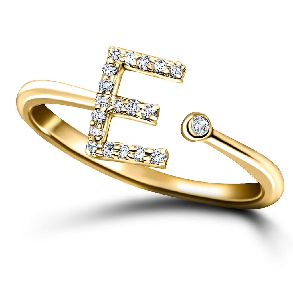 For Sale:  Personal Jewellery Diamond 0.10 Carat Initial E Ring 18 Karat Yellow Gold 3