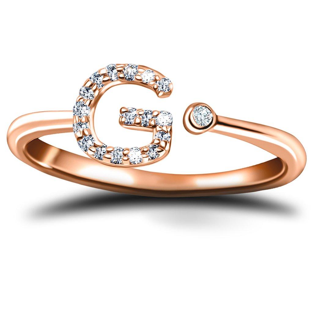 For Sale:  Personal Jewellery Diamond 0.10 Carat Initial G Letter Ring 18 Karat Rose Gold 2