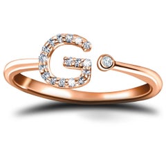 Personal Jewellery Diamond 0.10 Carat Initial G Letter Ring 18 Karat Rose Gold