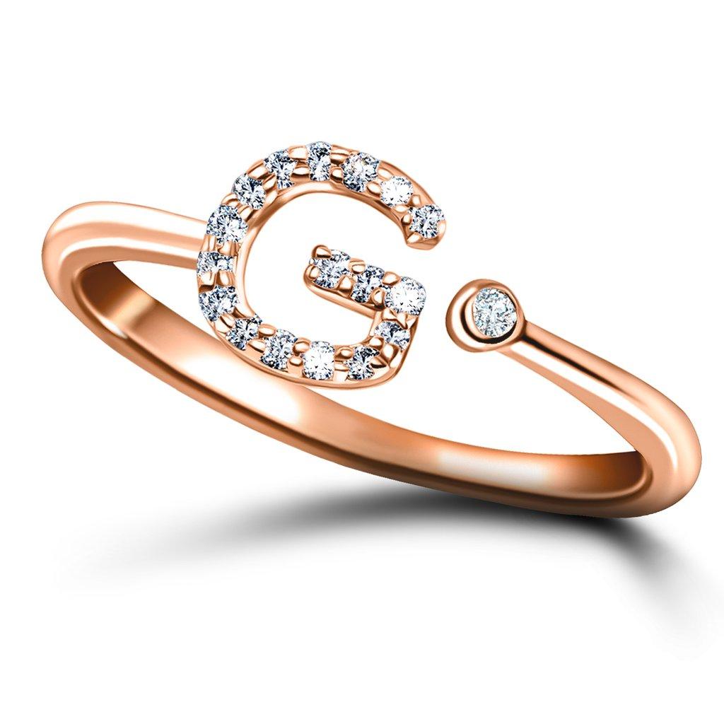 For Sale:  Personal Jewellery Diamond 0.10 Carat Initial G Letter Ring 18 Karat Rose Gold 4