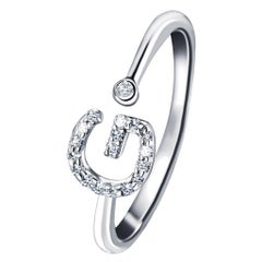 Persönlicher Schmuck Diamant 0,10 Karat Initial G Buchstabenring 18 Kt Weißgold