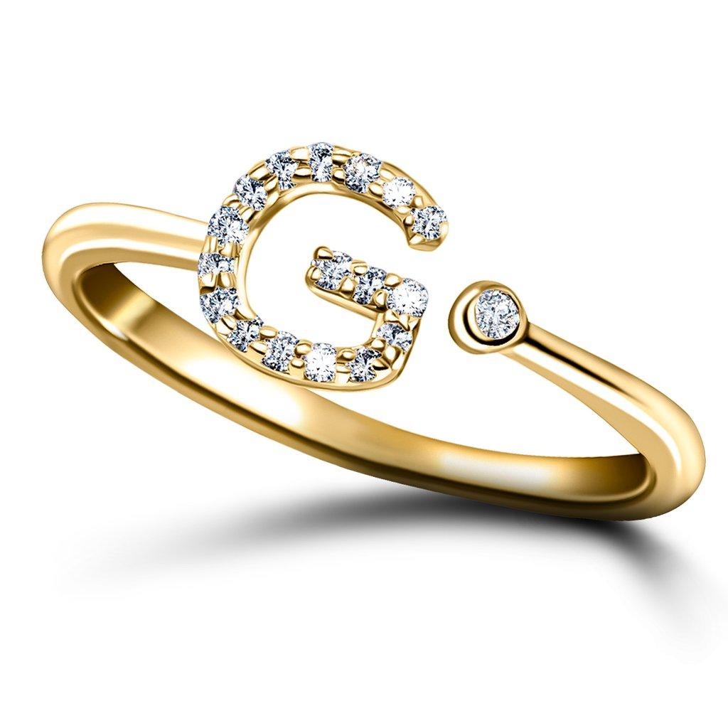 En vente :  Bague à bijoux personnelle en or jaune 18 carats avec diamants de 0,10 carat d'origine et de type « G-Letter » 3