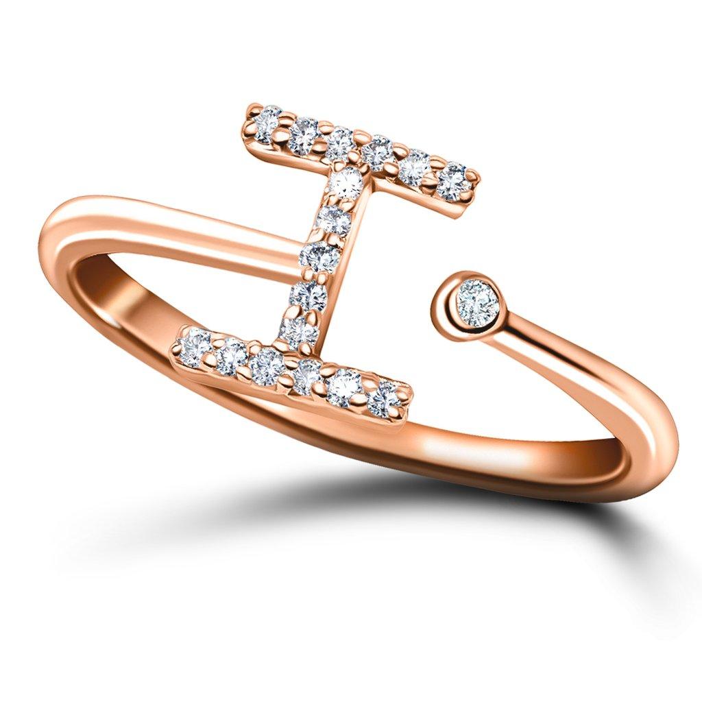 For Sale:  Personal Jewellery Diamond 0.10 Carat Initial-I-Letter Ring 18 Karat Rose Gold 3
