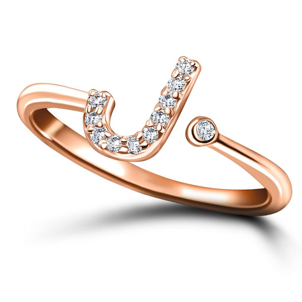 For Sale:  Personal Jewellery Diamond 0.10 Carat Initial-J-Letter Ring 18 Karat Rose Gold 3