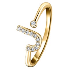 Gioielli personali Anello con diamante da 0,10 carati con iniziali e lettere in oro giallo 18 Kt