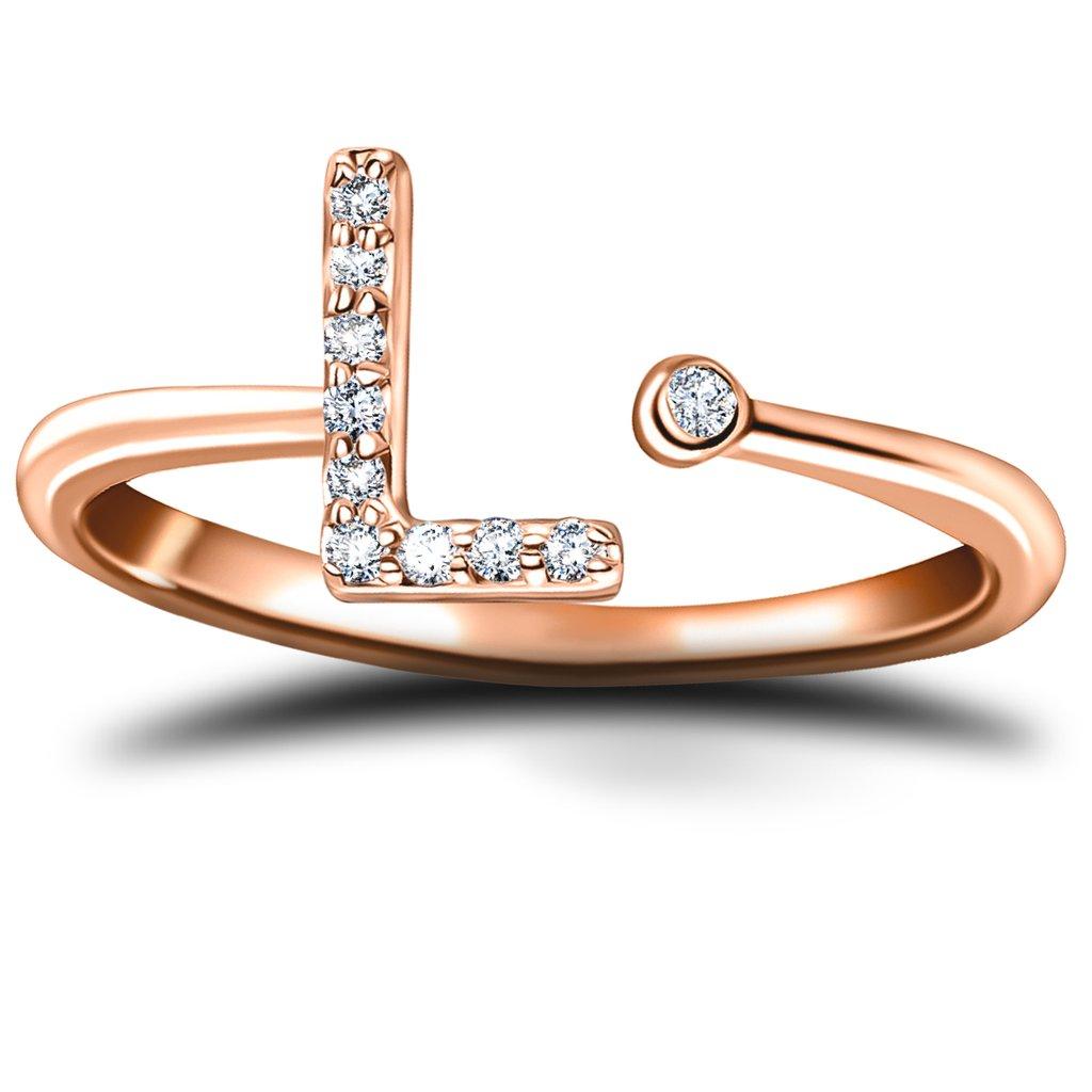 For Sale:  Personal Jewellery Diamond 0.10 Carat Initial, L, Ring 18 Karat Rose Gold 2