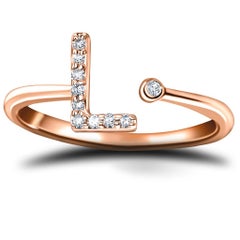 Personal Jewellery Diamond 0.10 Carat Initial, L, Ring 18 Karat Rose Gold