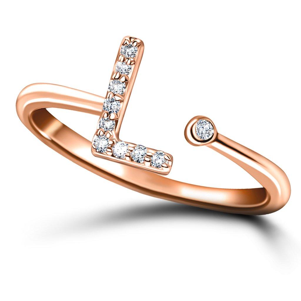 For Sale:  Personal Jewellery Diamond 0.10 Carat Initial, L, Ring 18 Karat Rose Gold 3
