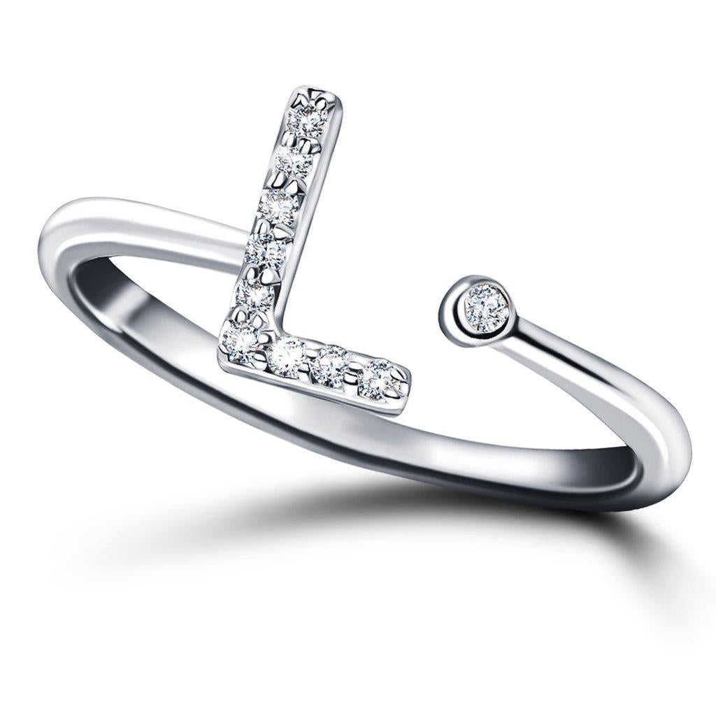 For Sale:  Personal Jewellery Diamond 0.10 Carat Initial, L, Ring 18 Karat White Gold 3