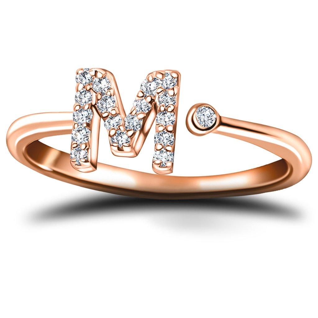 For Sale:  Personal Jewellery Diamond 0.10 Carat Initial, M, Ring 18 Karat Rose Gold 2