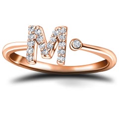Personal Jewellery Diamond 0.10 Carat Initial, M, Ring 18 Karat Rose Gold