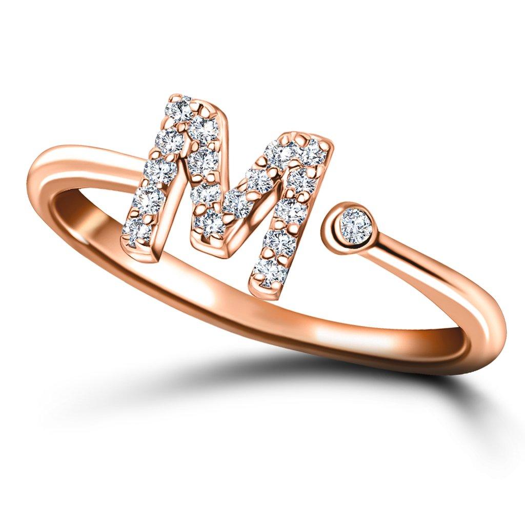 For Sale:  Personal Jewellery Diamond 0.10 Carat Initial, M, Ring 18 Karat Rose Gold 3